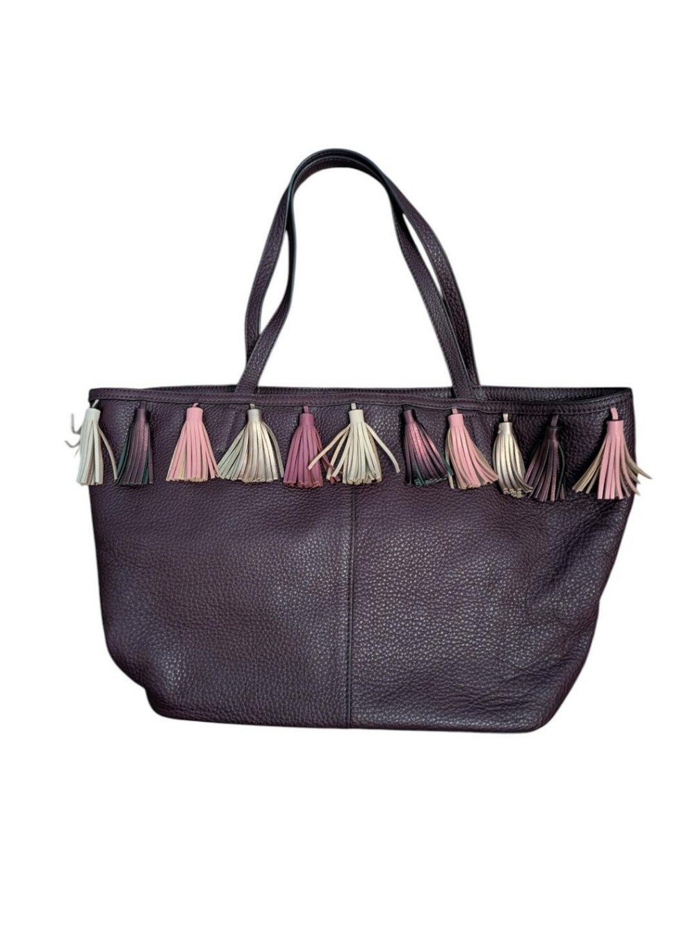 Rebecca Minkoff Plum/Dark Cherry Leather With Tassels Tote Bag